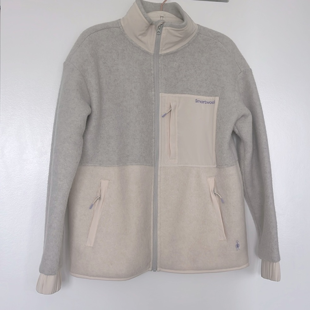 Smartwool Women's Gray and Cream Jacket Wool Fleece Jacket